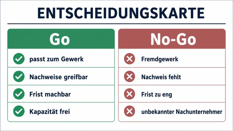 Go/No-Go-Checkliste für kleine Baubetriebe vor der Angebotsbearbeitung