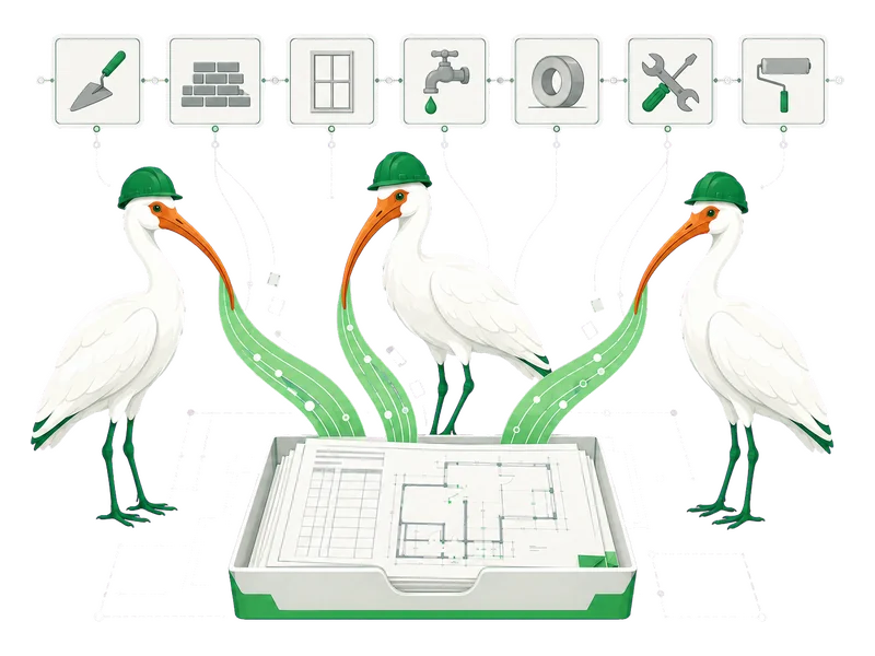 Ibis-Illustration: prüft täglich 13 Vergabequellen und bündelt Ausschreibungen
